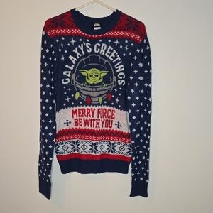 Star Wars Yoda Ugly Christmas Sweater Mens Size Medium
